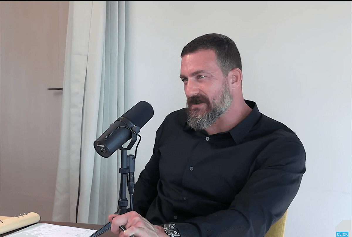 A podcast being recorded in studio